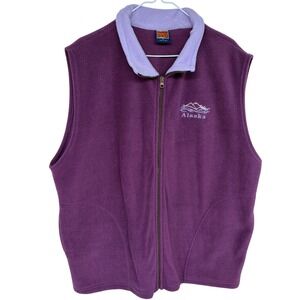 Vintage Tipsy Alaska Fleece Full Zip Vest XL Purple Made in USA Outdoor Vtg